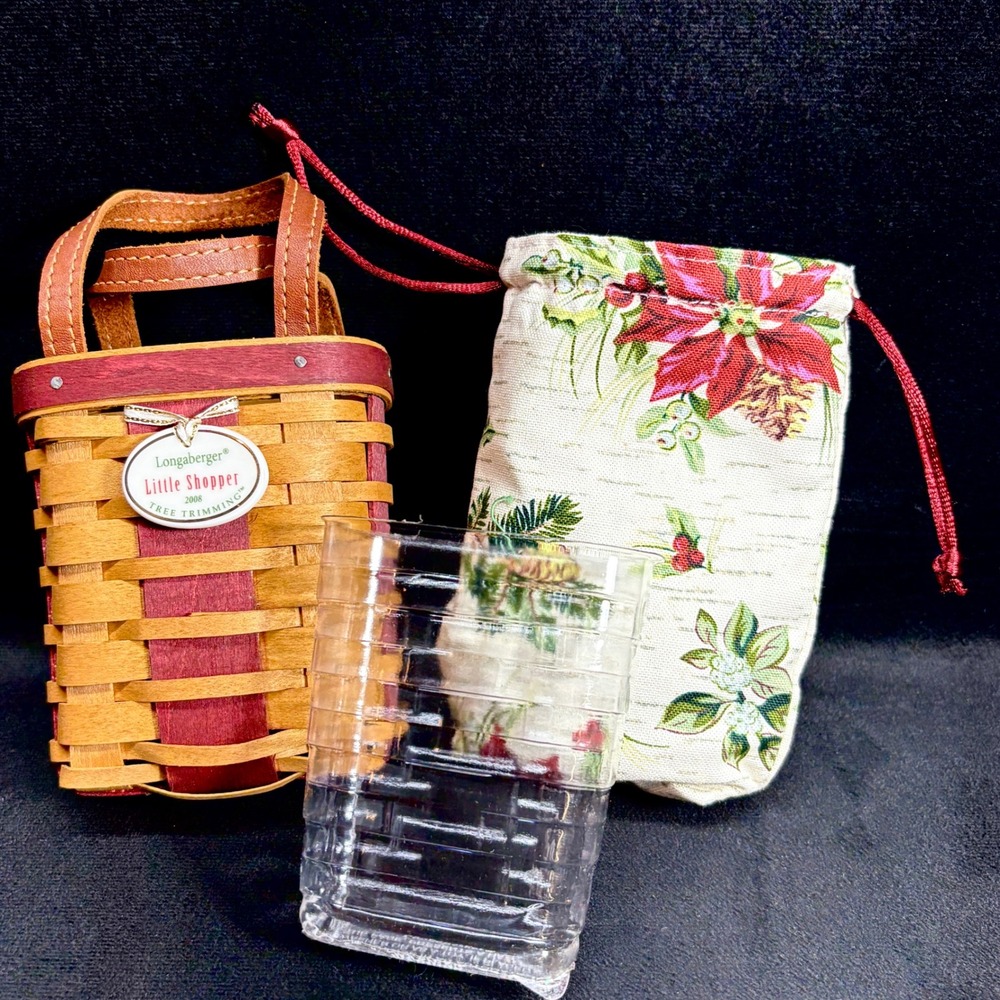 Longaberger 2008‎ Little Shopper Basket Tree Trimming #10 Liner Protector Tie On